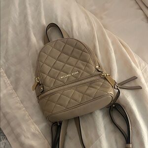 Michael Kors Quilted Beige Mini Backpack